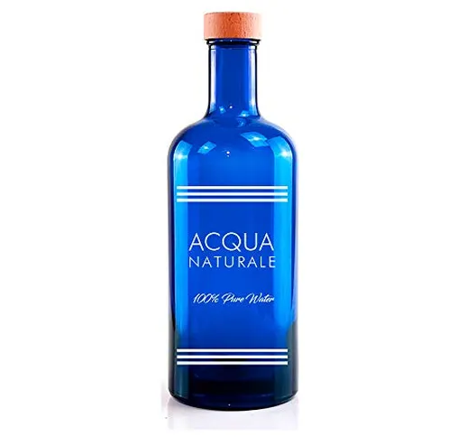 BrandPrint, Bottiglia in Vetro Blu per Acqua 750 ML Serigrafata Naturale Modello Iside con...