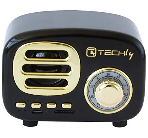 Techly Speaker Bluetooth Retro' nero/oro