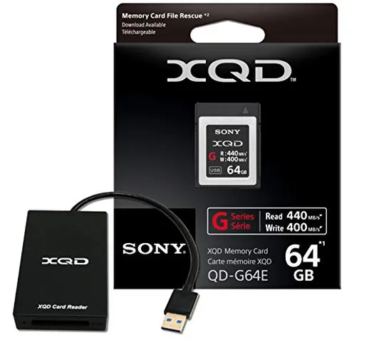 Sony - Scheda di memoria flash XQD ad alta velocità G-Series da 64 GB con lettore XQD USB...