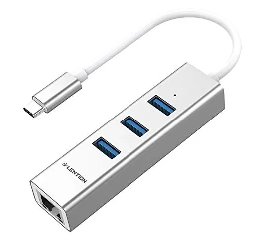 lention Hub USB-C a 3 Porte USB 3.0 con Adattatore di Rete Ethernet Gigabit per MacBook 12...
