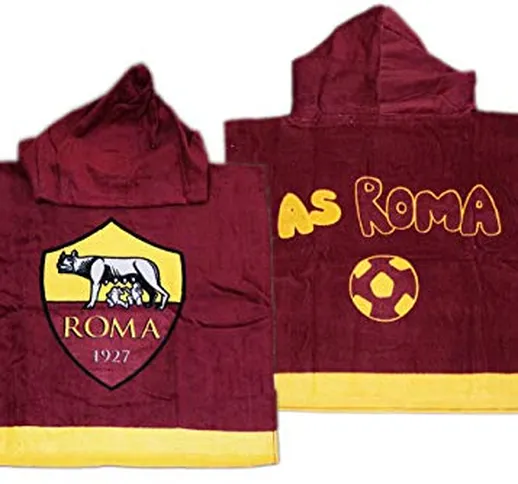 Poncho Mare Piscina Accappatoio Originale A S Roma Ufficiale 100% Cotone Bambino Bambina