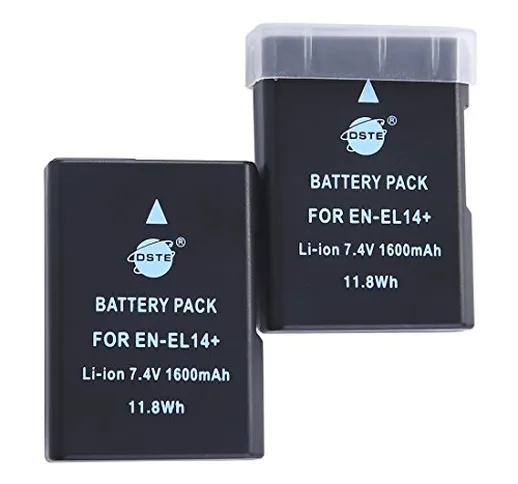 DSTE® 2x EN-EL14 ENEL14 EN-EL14a Ricaricabile Li-ion Batteria per Nikon D3100, D3200, D330...