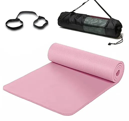 Tappetino da yoga, spessore 10 mm, antiscivolo, per esercizi, fitness, fisioterapia, pilat...
