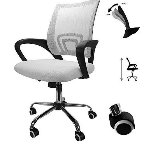 Cepewa Sedia da ufficio ergonomica con supporto lombare | Sedia da scrivania con braccioli...
