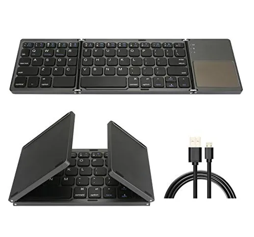 Tastiera Pieghevole Bluetooth Senza Fili Portatile con touchpad e Batteria per PC Tablet,...