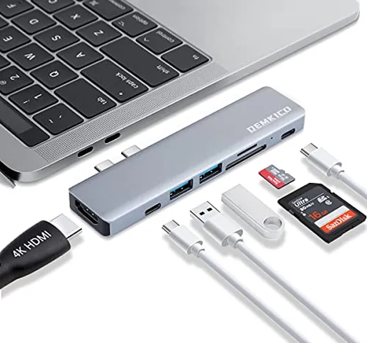 Hub USB C 7 IN 2 per MacBook Pro and MacBook Air, DEMKICO Adattatore MacBook Pro con 4K HD...