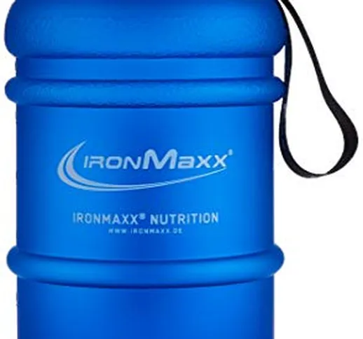 IronMaxx Water Gallon - Borraccia da 2,2 litri, colore: blu opaco, con maniglia per il tra...