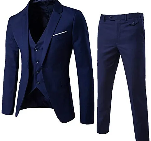 BaZhaHei Uomo Top,3Pcs Set Giacca da Uomo in Blazer Casual o Formale Blazer Moda Uomo Slim...