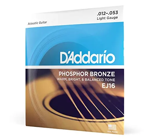 D'Addario Corde Chitarra Acustica | Corde per Chitarra Acustica | Corde Acustica | EJ16 Se...