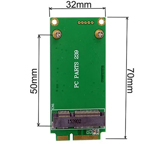 Cablecc 3 x 5 cm mini PCI-e SATA SSD mSATA adattatore 3 x 7 cm per Asus Eee PC 1000 S101 9...