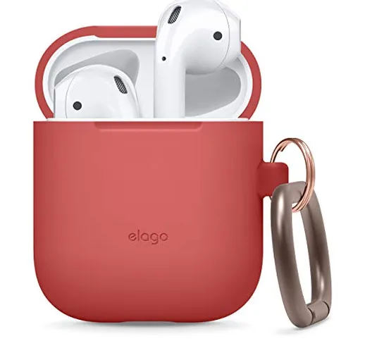 Elago - Custodia in silicone da appendere compatibile con Apple AirPods 2, 1 (LED frontale...