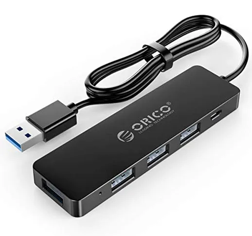 ORICO 4 Porte USB 3.0 Hub, Ultra Sottile Superspeed Data Hub con estesa Cavo, Funzione di...