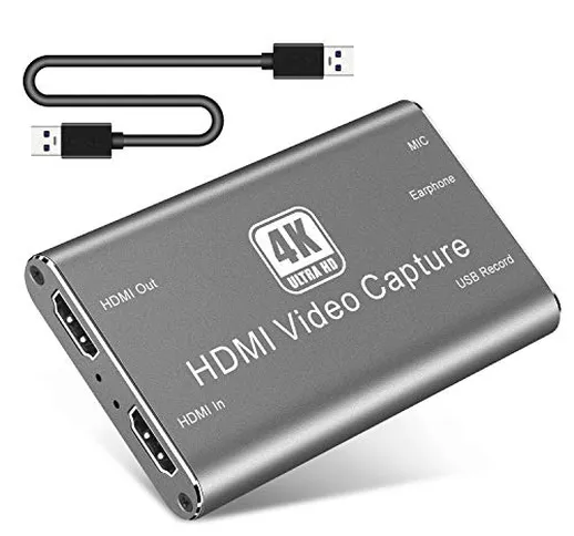 Scheda di Acquisizione Video HDMI,1080P 60FPS 4K HDMI Video Capture Card,HDMI to USB 3.0 H...