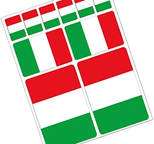 Biomar Labs® 10 x PVC Adesivi Set Stickers Bandiera Nazionale Italia Italy per Auto Moto F...