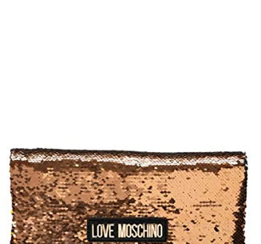 BORSA DONNA LOVE MOSCHINO MAXI POCHETTE SEQUINS GOLD SILVER JC4127 219