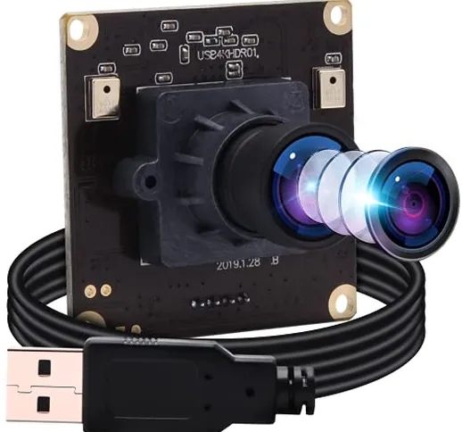 ELP 4K Ultra HD Webcam Supporto 3840 x 2160 @ 30 fps con obiettivo non Distortion, IMX317...