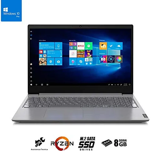 Notebook Lenovo Pc portatile Display da 15.6” FHD, Ryzen 3 Fino A 3.50GHz,Ram 8 Gb Ddr4 SS...