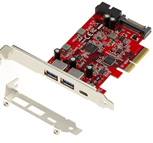 Kalea Informatique - Scheda PCIe a 2 porte USB 3.1 tipo A + 1 porta USB 3.1 tipo C + 1 por...