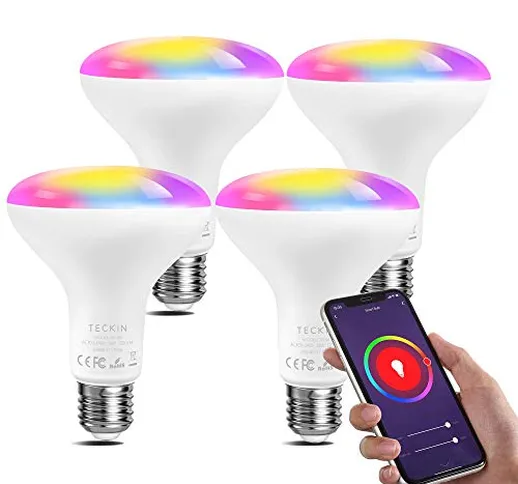 TECKIN Lampadina Smart WiFi LED 13W 1300LM Dimmerabile,E27 RGB Multicolore intelligente La...