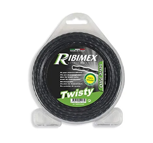 Ribimex PRDFH070X24T Filo Professionale Quadrato attorcigliato 2,4 mm x 70 m, Nero