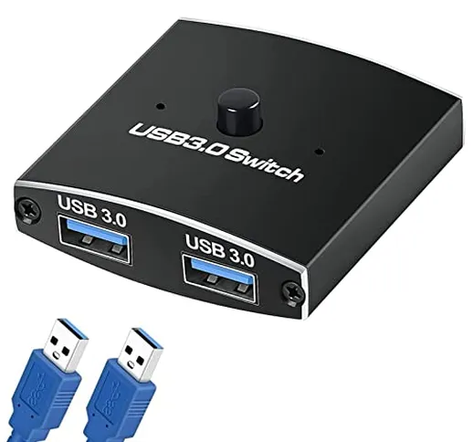 Ozvavzk Switch USB 3.0, USB Switch 2 PC USB Commutatore 2 in 1 Out /1 in 2 Out, Switch KVM...