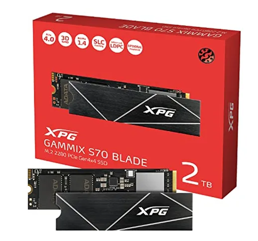 ADATA XPG GAMMIX S70 BLADE Unità allo stato solido SSD 2TB, PCIe Gen4x4 M.2 2280, Fino a 7...