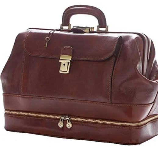 Borsa Medico Vera Pelle - 0017 Marrone - Luxury - Leather Bags Tuscany