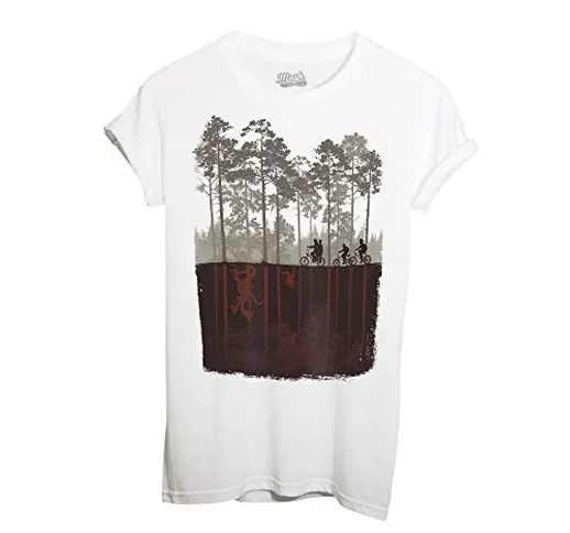 MUSH T-Shirt Stranger Things Biciclette - Film by Dress Your Style - Uomo-M-Bianca