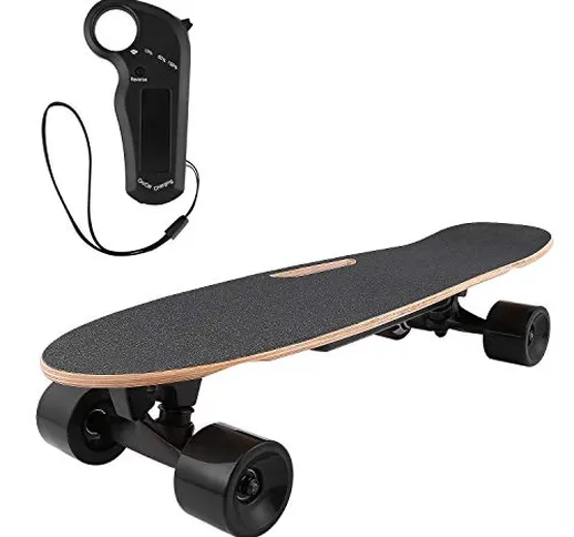 AMDirect Skateboard Elettrico con Telecomando e Sistema Push-Pull Longboard E-Board con Mo...