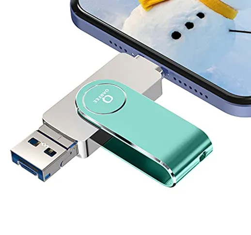 QARFEE Chiavetta USB per Smrtphone Memoria USB 128GB Phtotstick USB 3.0 4 in 1 Pen Drive p...