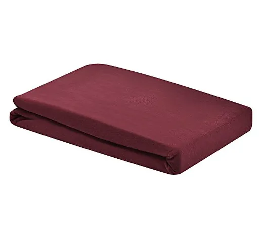 [neu.haus] Lenzuola sotto con angoli jersey - 100 % cotone - rosso vino (90-100x200cm) - c...