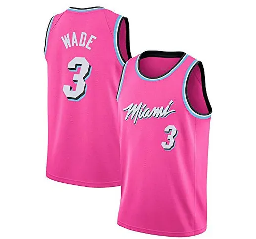 JINHAO Maglia da Basket da Uomo NBA Miami Heat # 3 Dwyane Wade Mesh Maglia da Basket Swing...
