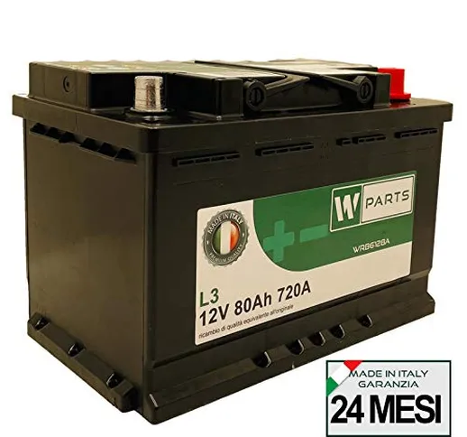 W-Parts Batteria Auto 80 Ah - 720A Spunto | Garanzia Italia | 278 x 175 x 190 | 80Ah |