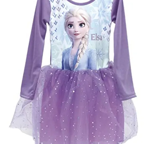 Disney, Frozen 2, Abito a Maniche Lunghe per Bambina, Gonna in Tulle con Tutu di Balletto...