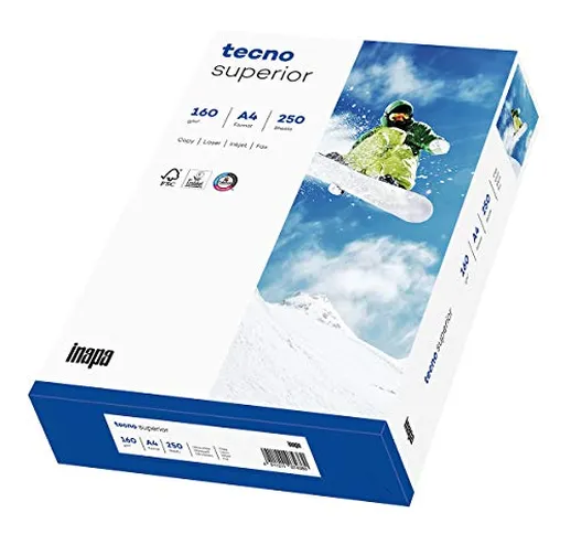 inapa tecno Superior - Carta per stampante, 160 g/m², formato A4, 250 fogli, colore: Bianc...