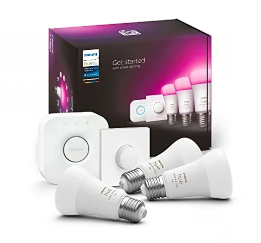 Philips Hue Lampadina Smart LED, White & Color Ambiance, Starter Kit 3 Lampadine Smart Hue...