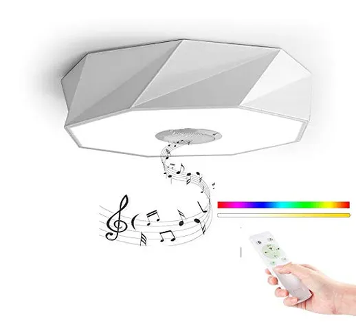 Plafoniere LED a Soffitto Moderno con Telecomando 2 in 1 Musica il Bluetooth Oratore, HORE...