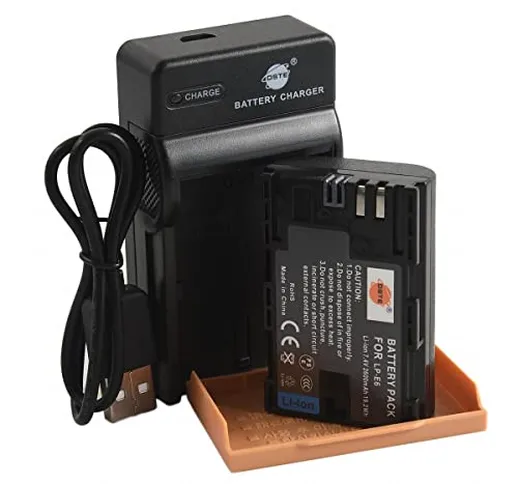 DSTE LP-E6 Li-Ion Batteria e Caricabatterie USB Compatibile per Canon EOS 5D Mark II III 5...