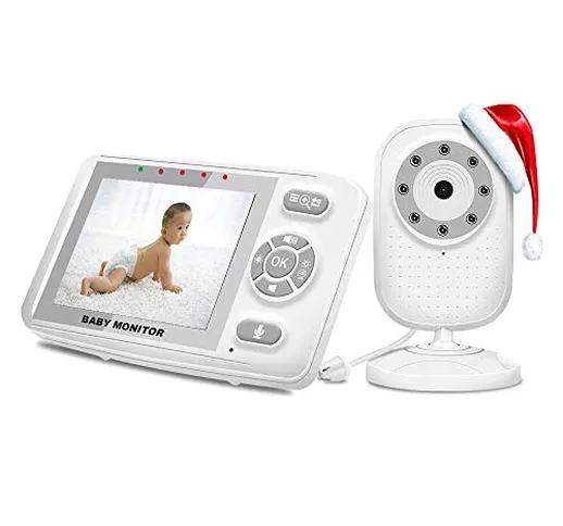 Peiloh Baby Monitor con Telecamera ,720P Videocamera Babypone con Visione Notturna a Infra...