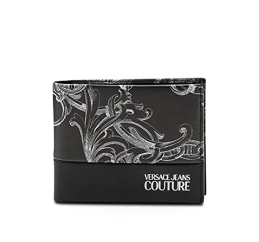 Versace Jeans Couture 71YA5PB1 Portafoglio piccolo in similpelle nero con stampa Baroque b...