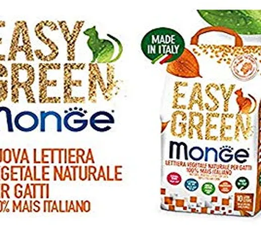 lettiera VEGETALE MONGE Easy Green Mais Gatto Gatti furetti rettili Cat 10 Litri biodegrad...