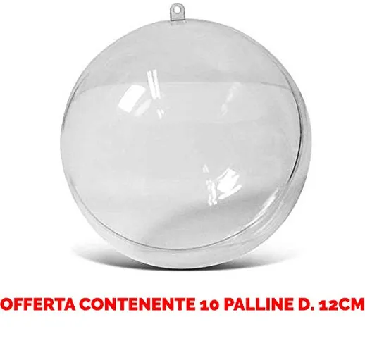 OFFERTA 10 PALLINE IN PLEXIGLASS DIVISIBILE Ø12CM ADDOBBI DECORO ALBERO NATALE