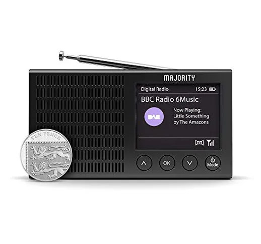 Majority Eddington portatile leggero ricaricabile DAB + e radio FM con Bluetooth