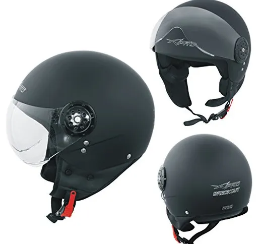 Scooter Moto Casco Jet Omologato ECE 22-05 Visiera Avio Nero opaco XS