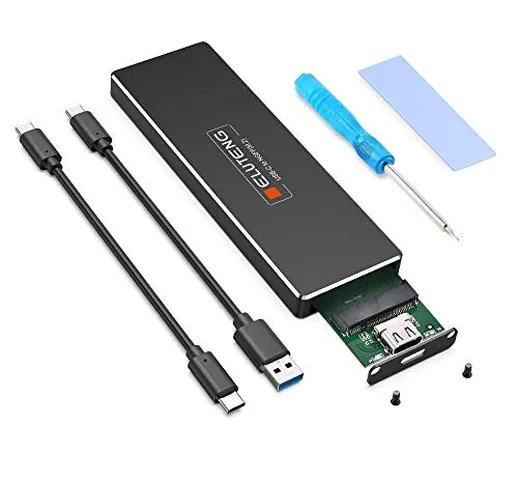 ELUTENG Adattatore M.2 Sata Case M2 Sata vers USB C USB 3.1 Gen 1 UASP 6Gbps (Non per NVME...