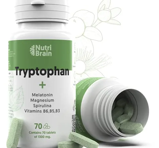 Triptofano Naturale con Melatonina e Spirulina | 70 Compresse | Formula naturale per migli...