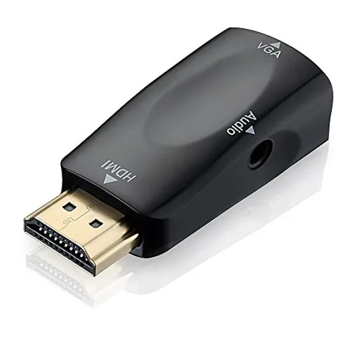 HDMI a VGA adattatore - SODIAL(R) Adattatore Convertitore HDMI a VGA Placcato Oro con Cavo...