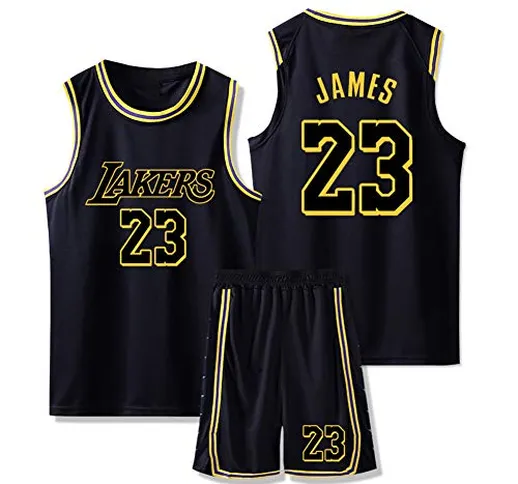 Set Trikot da Basket Maschile, NBA Los Angeles Lakers # 23 Lebron James Retro Pallacanestr...