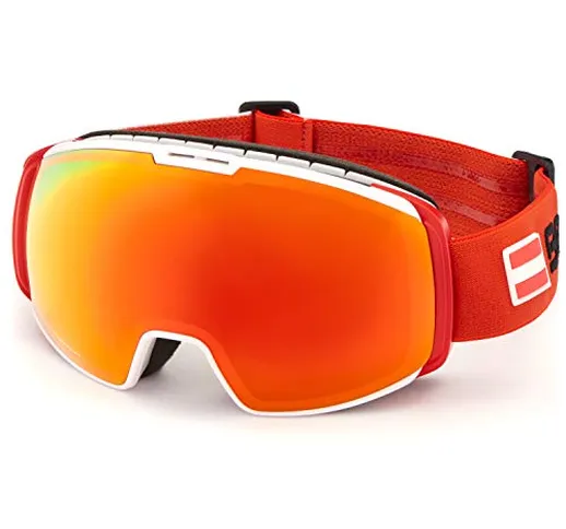 Briko NYIRA 7.6 Free Fighter-AUT, Goggles Unisex Adulto, 904WHITE Red-RM2, One