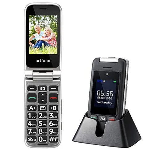 Cellulare per Anziani Artfone C10 GSM Telefono per Anziani a Conchiglia Tasti Grandi 2,4''...